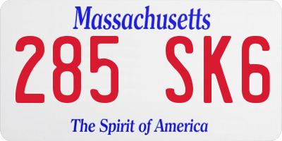 MA license plate 285SK6