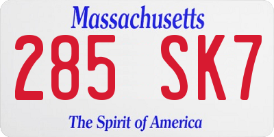 MA license plate 285SK7