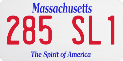 MA license plate 285SL1