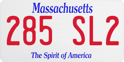 MA license plate 285SL2