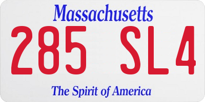 MA license plate 285SL4