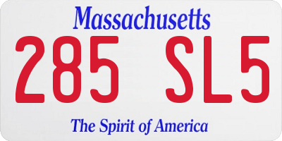 MA license plate 285SL5