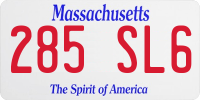 MA license plate 285SL6