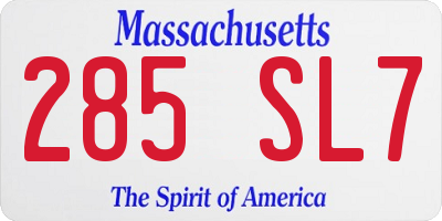 MA license plate 285SL7