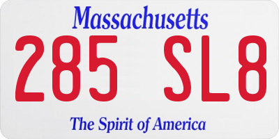 MA license plate 285SL8
