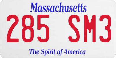 MA license plate 285SM3