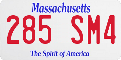 MA license plate 285SM4