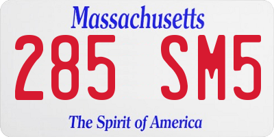 MA license plate 285SM5