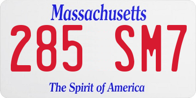 MA license plate 285SM7