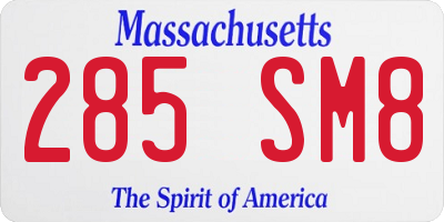 MA license plate 285SM8