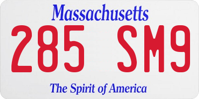 MA license plate 285SM9