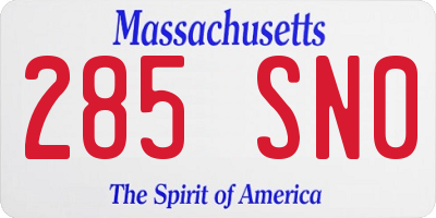 MA license plate 285SN0