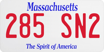 MA license plate 285SN2