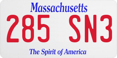 MA license plate 285SN3