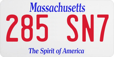 MA license plate 285SN7