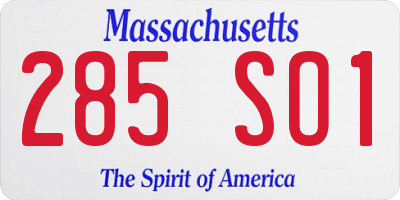 MA license plate 285SO1
