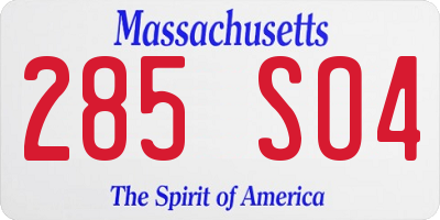 MA license plate 285SO4
