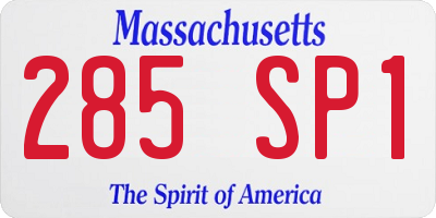 MA license plate 285SP1