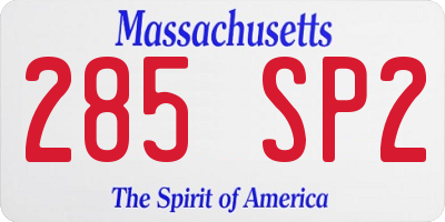 MA license plate 285SP2