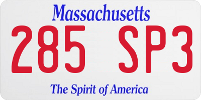 MA license plate 285SP3