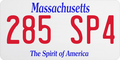 MA license plate 285SP4