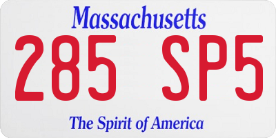 MA license plate 285SP5