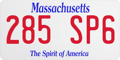 MA license plate 285SP6