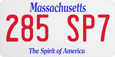 MA license plate 285SP7