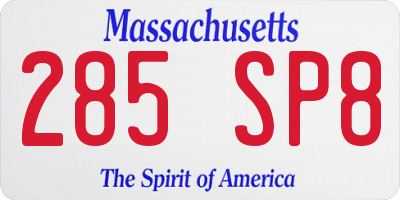 MA license plate 285SP8