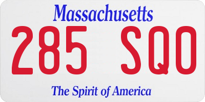 MA license plate 285SQ0