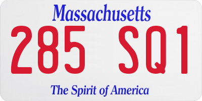 MA license plate 285SQ1