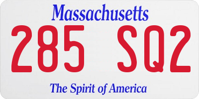 MA license plate 285SQ2