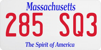MA license plate 285SQ3