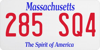 MA license plate 285SQ4