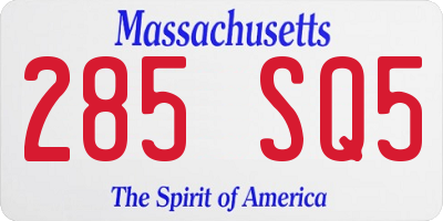 MA license plate 285SQ5