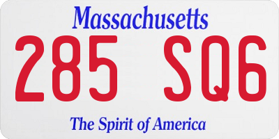 MA license plate 285SQ6