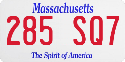 MA license plate 285SQ7