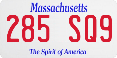 MA license plate 285SQ9