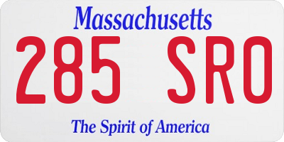 MA license plate 285SR0