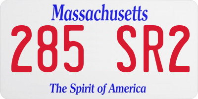 MA license plate 285SR2
