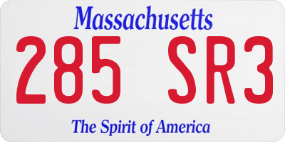 MA license plate 285SR3