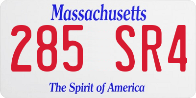 MA license plate 285SR4