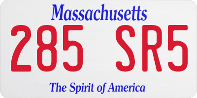 MA license plate 285SR5