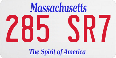 MA license plate 285SR7
