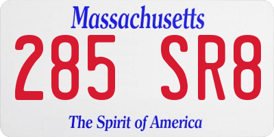 MA license plate 285SR8
