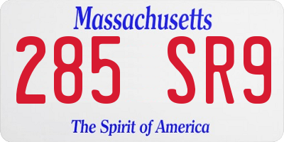 MA license plate 285SR9