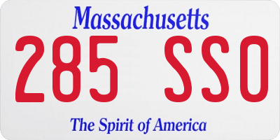 MA license plate 285SS0