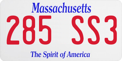 MA license plate 285SS3