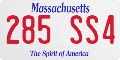 MA license plate 285SS4