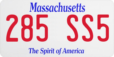 MA license plate 285SS5